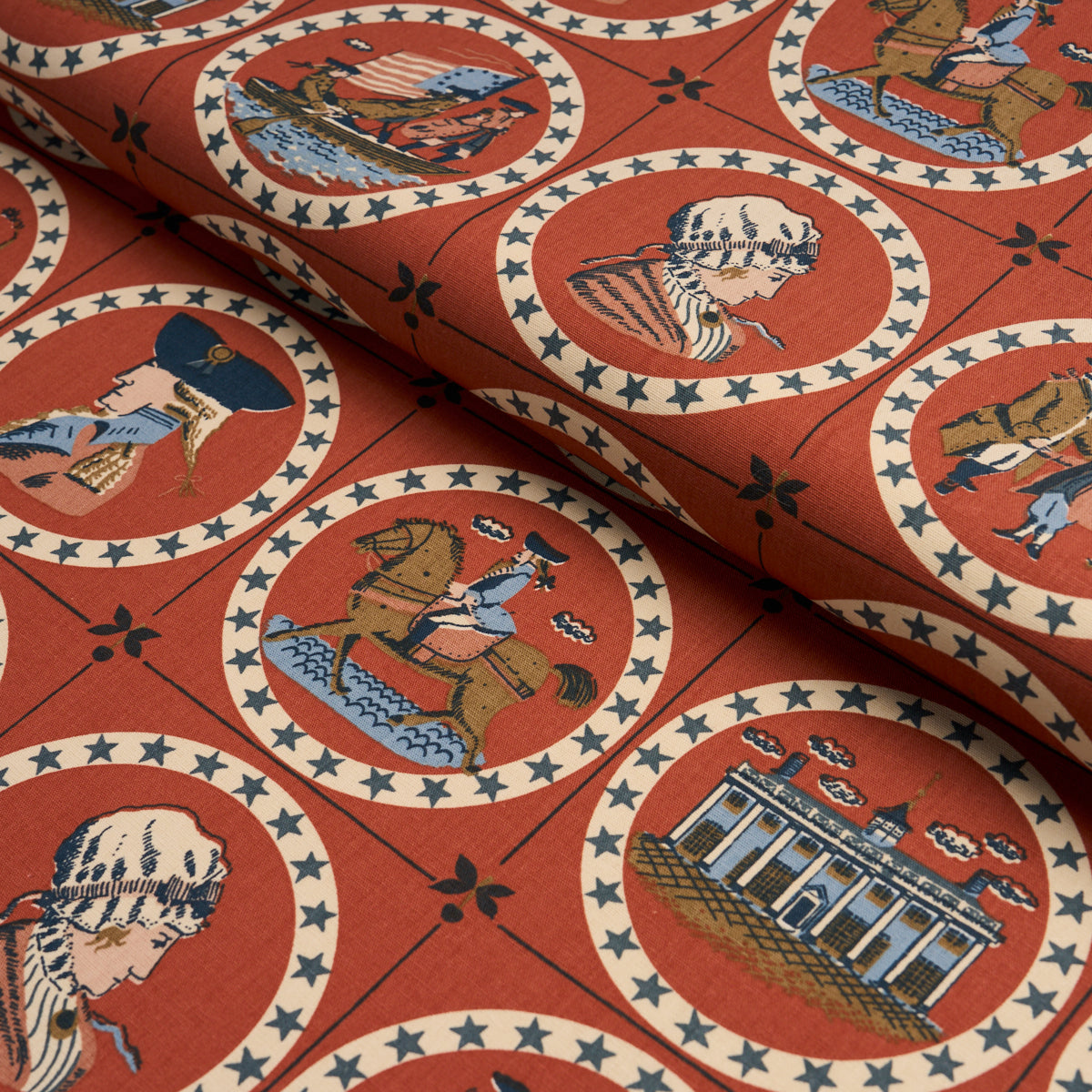 George Washington - Red - Schumacher 183221 Fabric - Schumacher Fabric