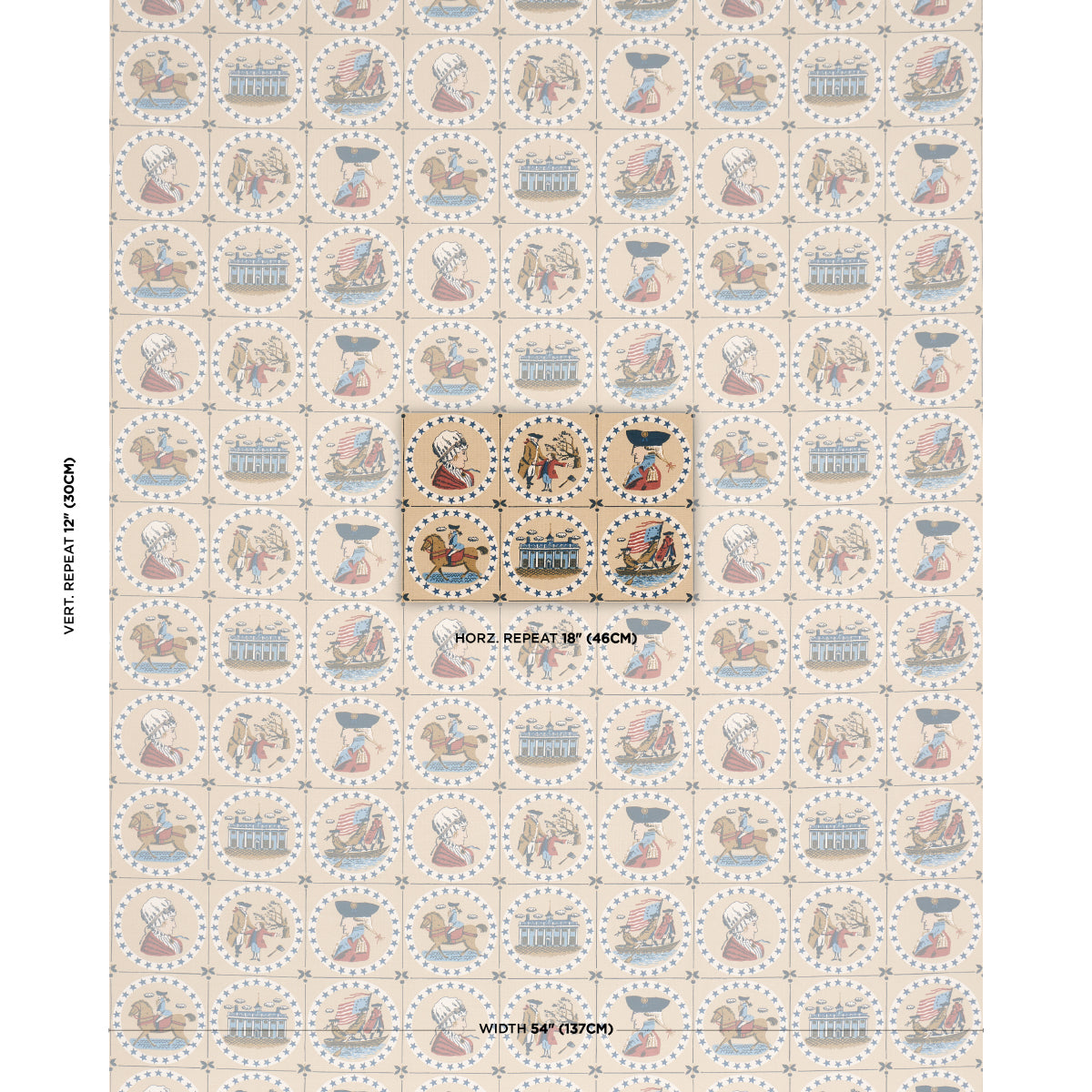 George Washington - Neutral - Schumacher 183222 Fabric - Schumacher Fabric
