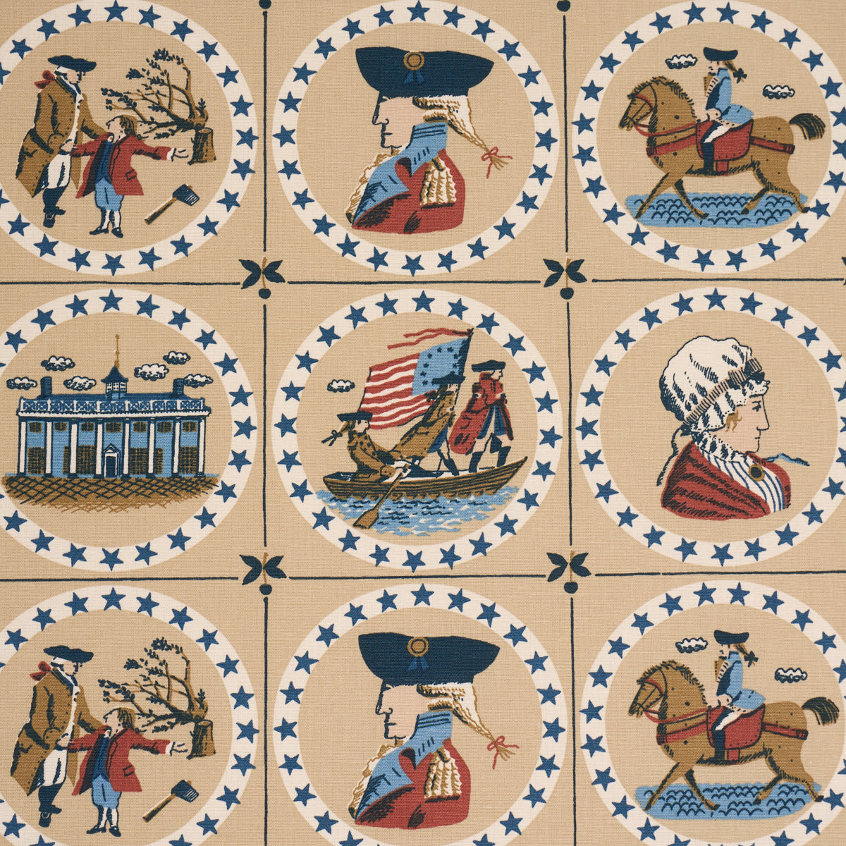 George Washington - Neutral - Schumacher 183222 Fabric - Schumacher Fabric