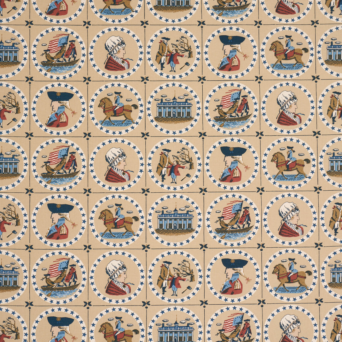 George Washington - Neutral - Schumacher 183222 Fabric - Schumacher Fabric