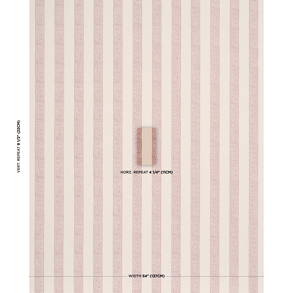 Mahdavi Stripe Hand-Block Print - Red - Schumacher 183240 Fabric - Schumacher Fabric
