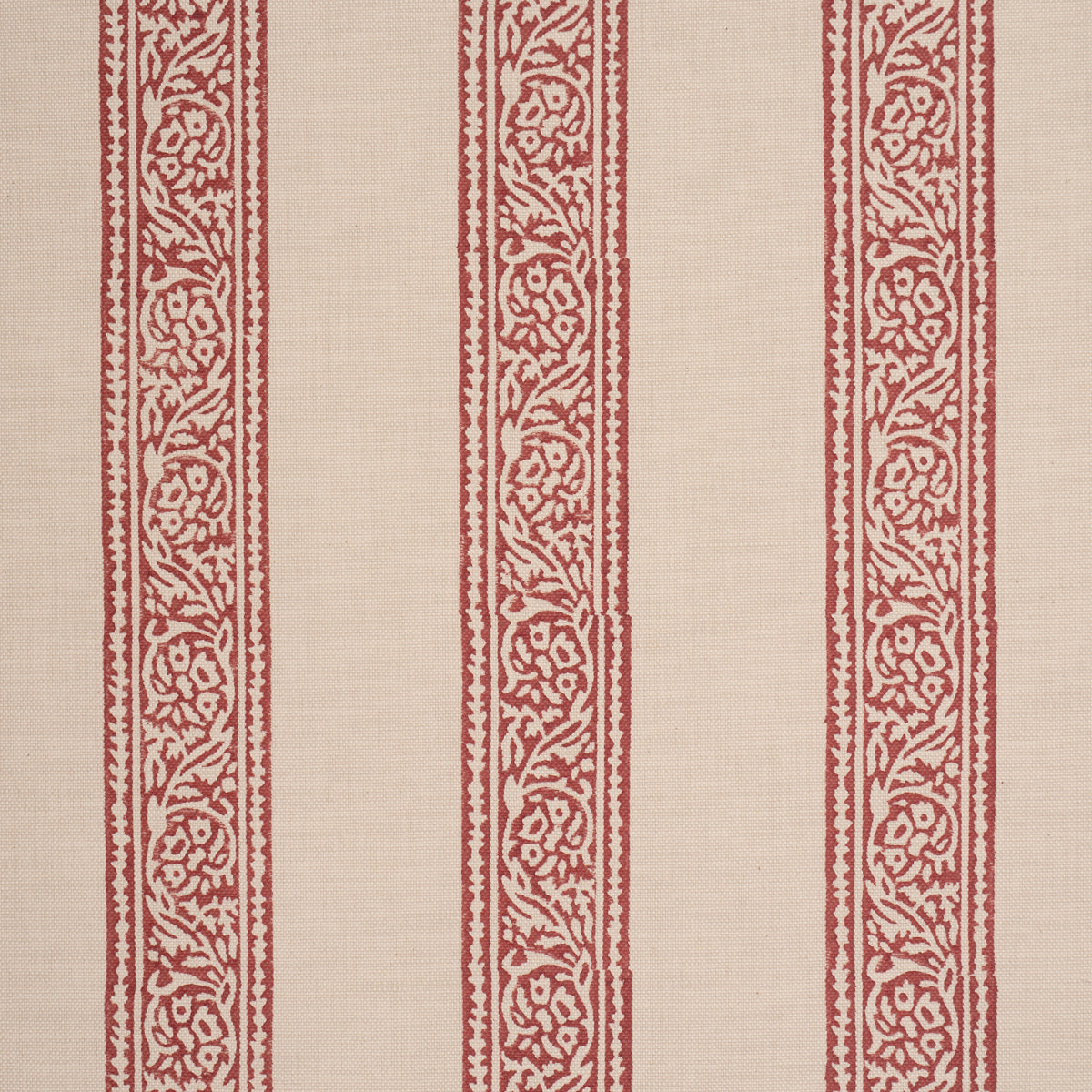 Mahdavi Stripe Hand-Block Print - Red - Schumacher 183240 Fabric - Schumacher Fabric