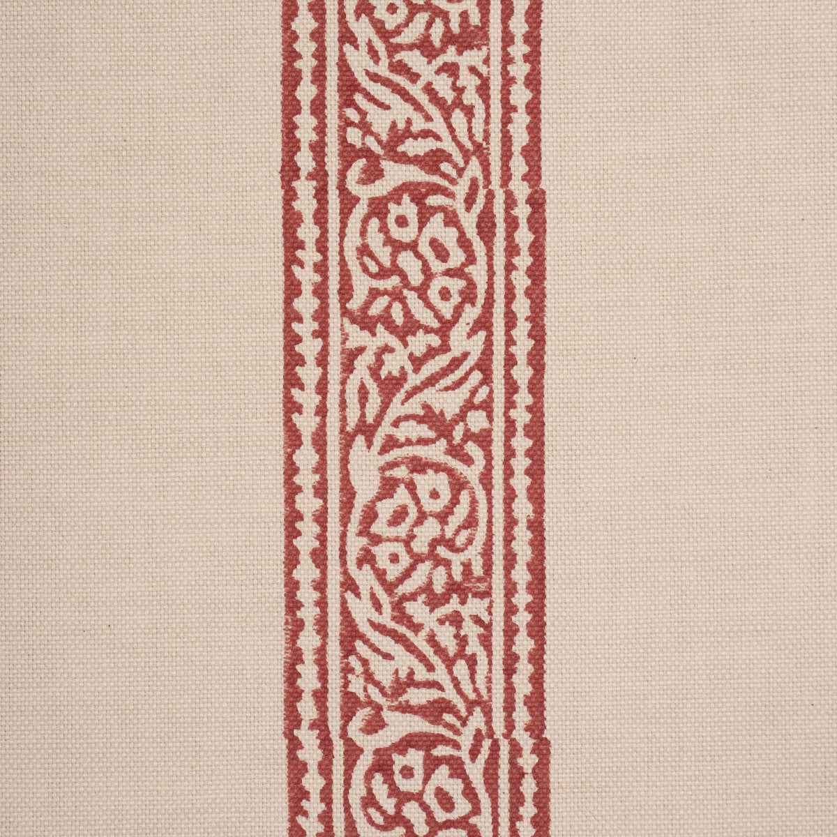Mahdavi Stripe Hand-Block Print - Red - Schumacher 183240 Fabric - Schumacher Fabric