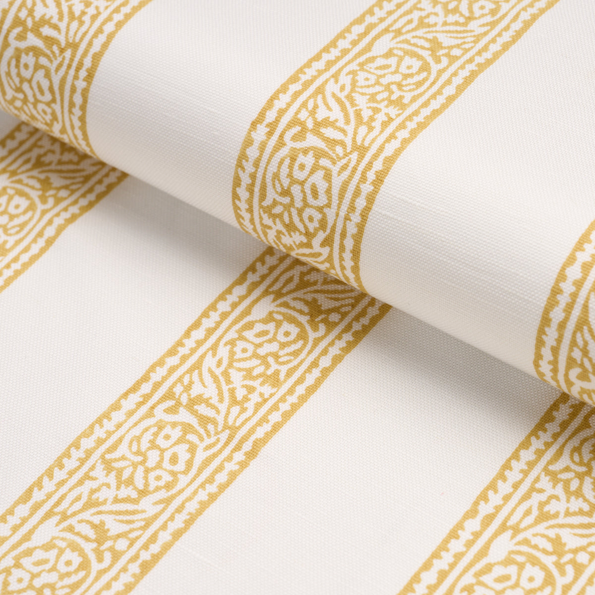 Mahdavi Stripe Hand-Block Print - Yellow - Schumacher 183241 Fabric - Schumacher Fabric