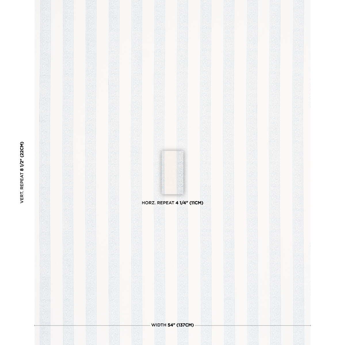 Mahdavi Stripe Hand-Block Print - Sky - Schumacher 183242 Fabric - Schumacher Fabric