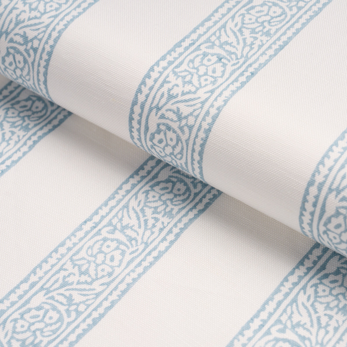 Mahdavi Stripe Hand-Block Print - Sky - Schumacher 183242 Fabric - Schumacher Fabric