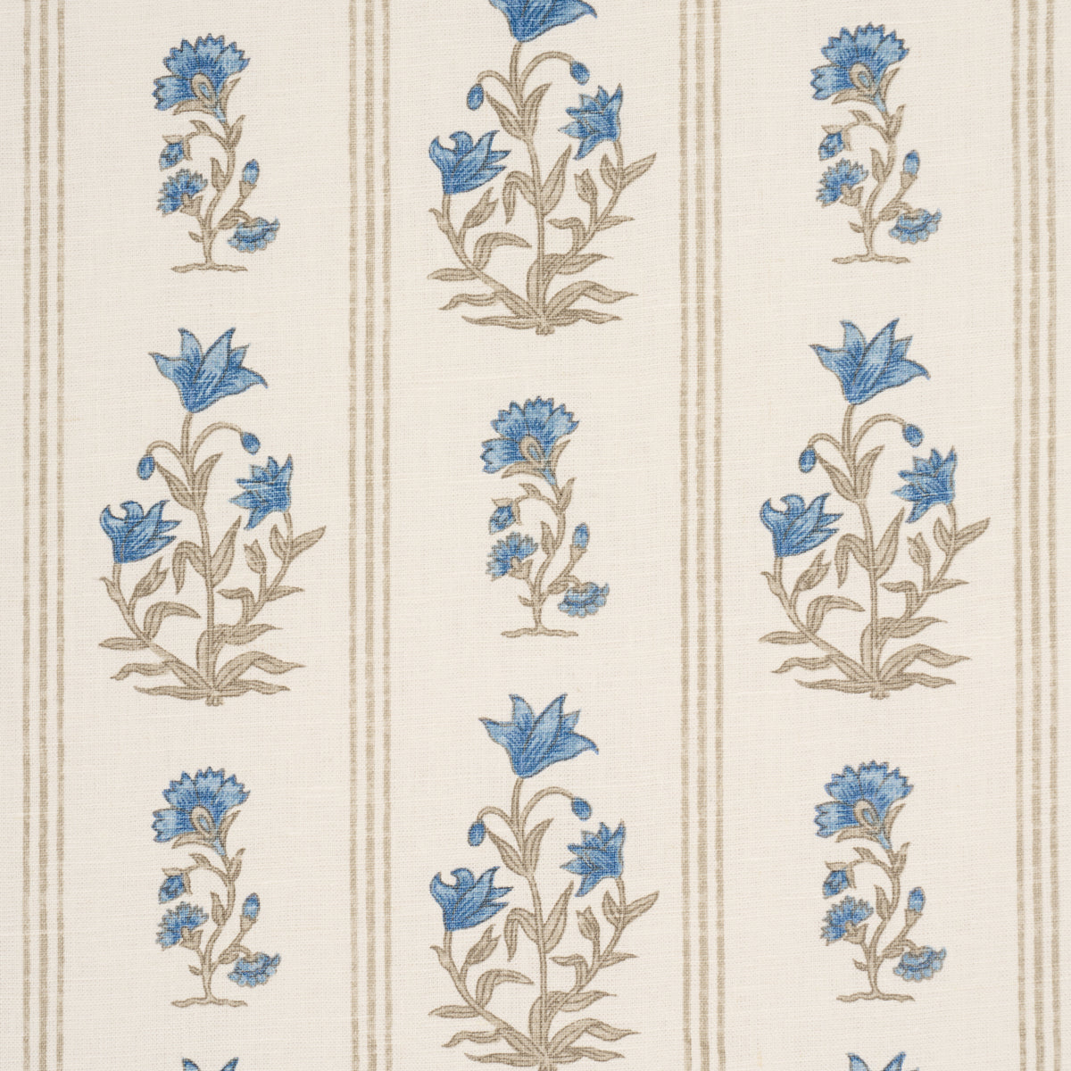 Ellora Hand-Print - Blue - Schumacher 183260 Fabric - Schumacher Fabric