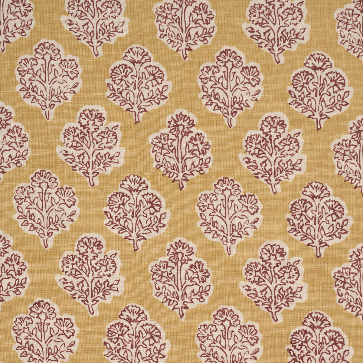 Manali Hand-Print - Red & Mustard - Schumacher 183271 Fabric - Schumacher Fabric