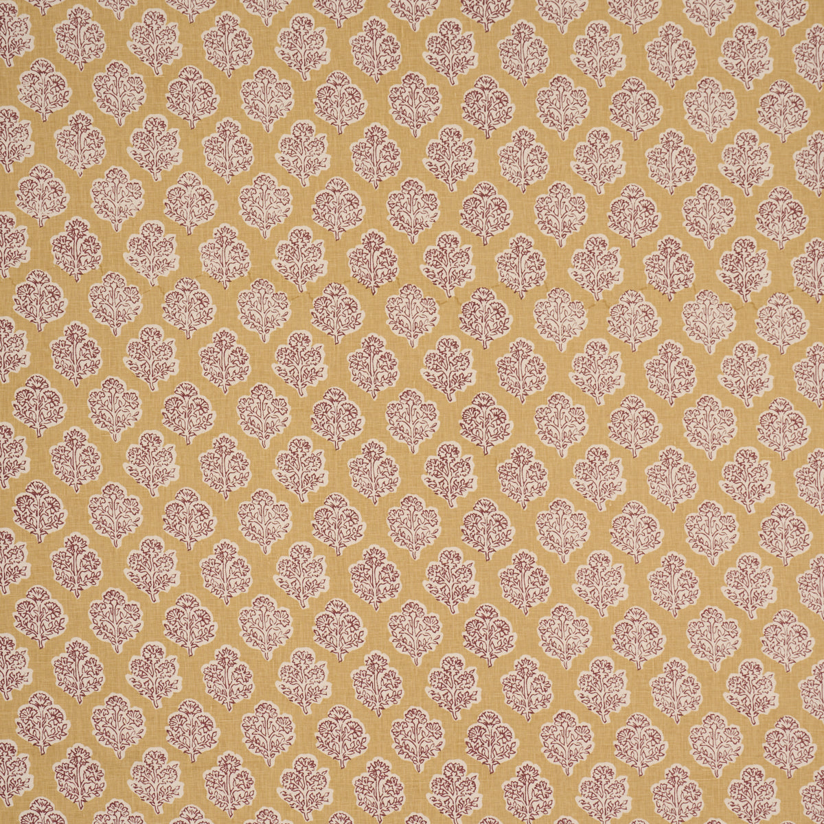Manali Hand-Print - Red & Mustard - Schumacher 183271 Fabric - Schumacher Fabric