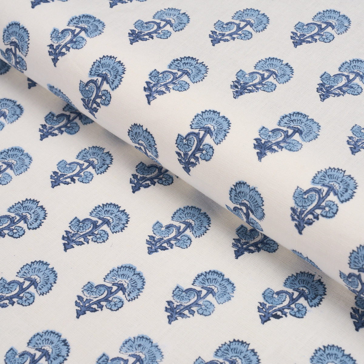 Kaasni Hand-Block Print - Indigo - Schumacher 183281 Fabric - Schumacher Fabric