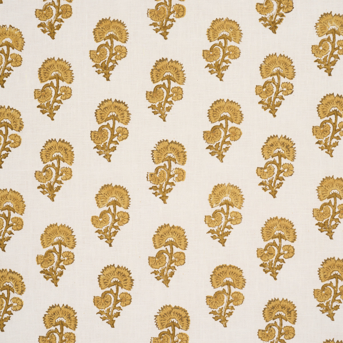 Kaasni Hand-Block Print - Yellow - Schumacher 183282 Fabric - Schumacher Fabric