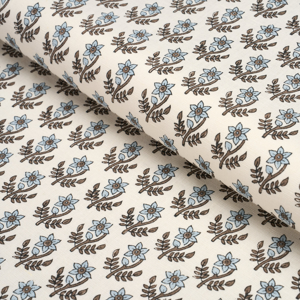 Amisha Hand-Print - Blue & Brown - Schumacher 183290 Fabric - Schumacher Fabric
