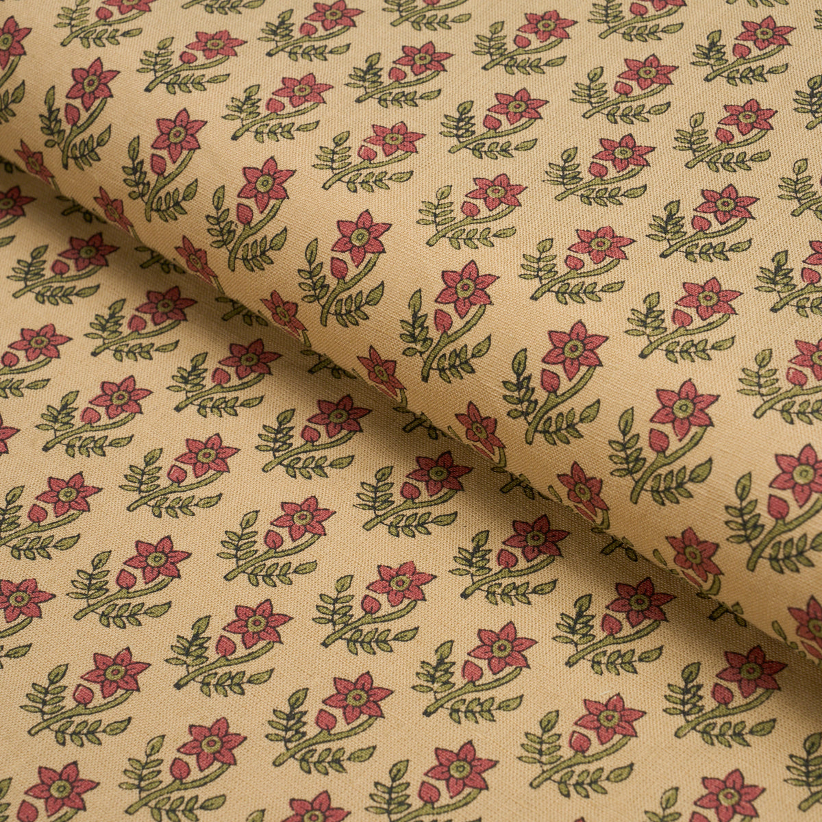 Amisha Hand-Print - Red & Mustard - Schumacher 183292 Fabric - Schumacher Fabric