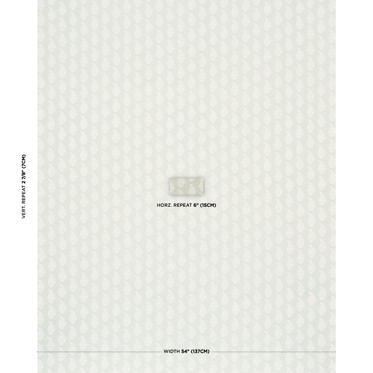 Kaia Paisley Hand-Print - Celadon - Schumacher 183320 Fabric - Schumacher Fabric