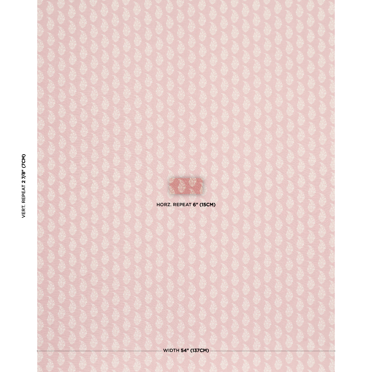 Kaia Paisley Hand-Print - Pink - Schumacher 183321 Fabric - Schumacher Fabric