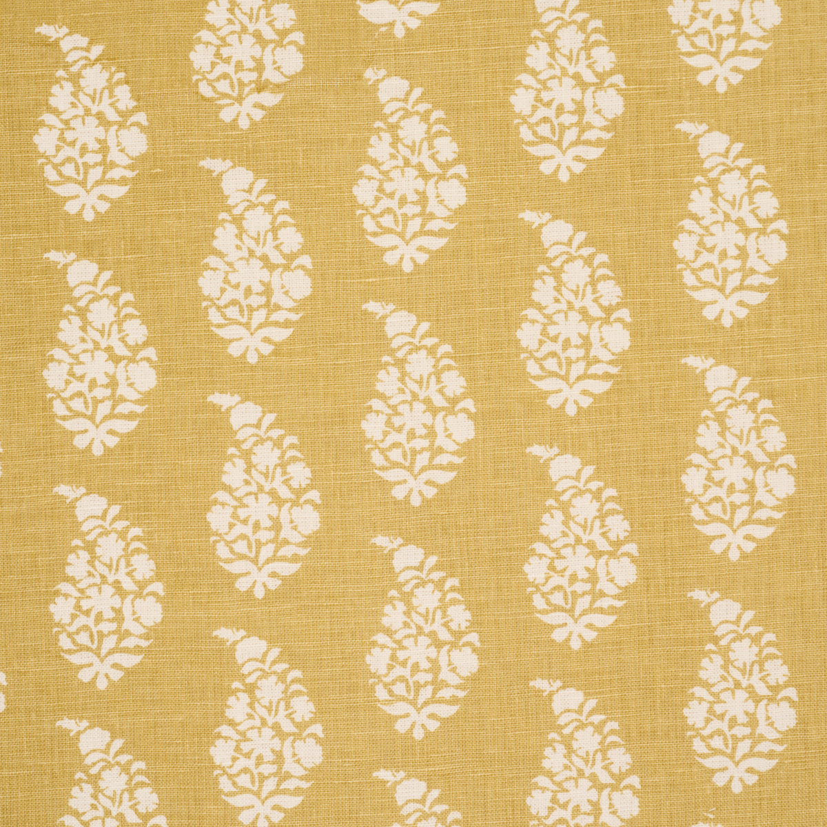Kaia Paisley Hand-Print - Yellow - Schumacher 183322 Fabric - Schumacher Fabric