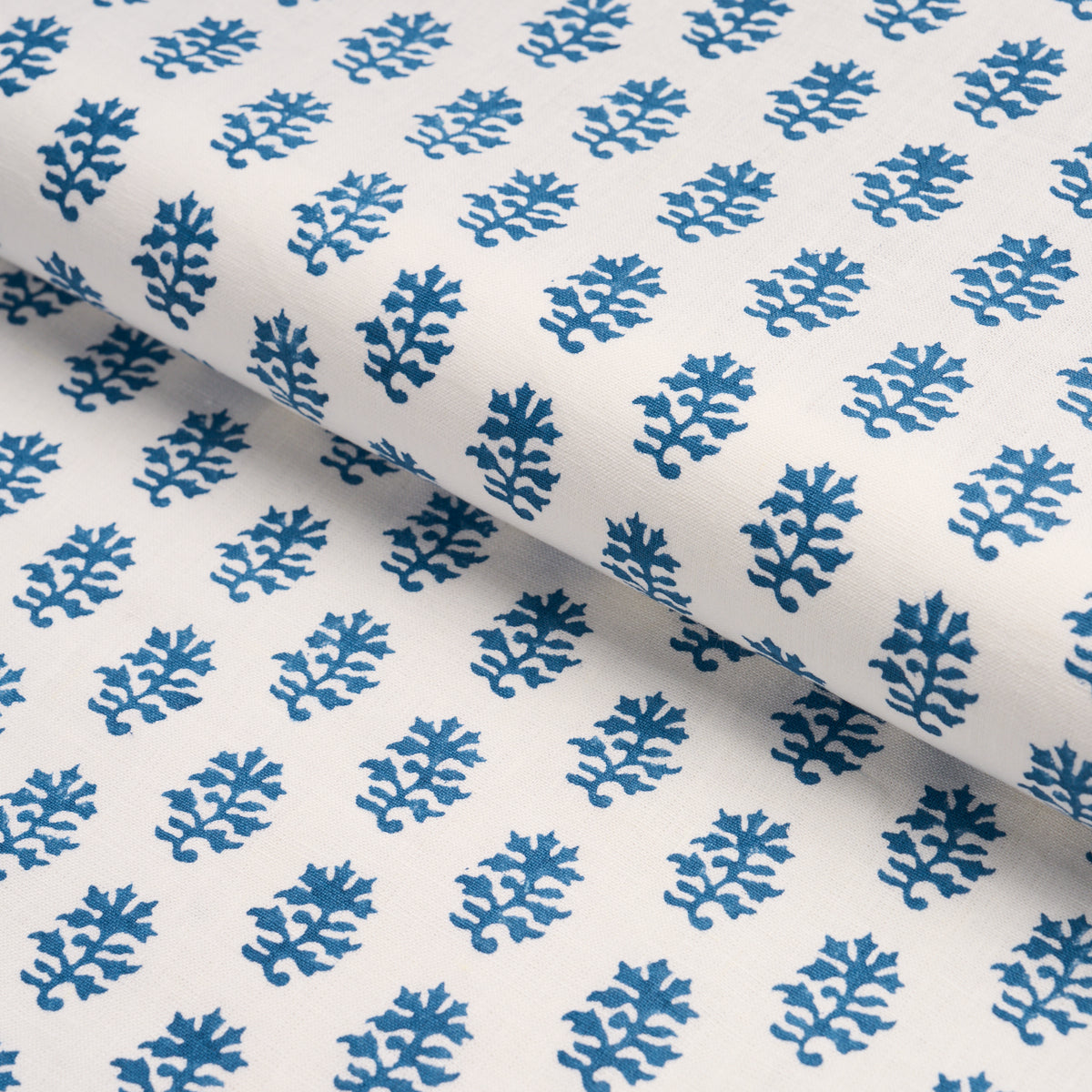 Iksha Hand-Block Print - Indigo - Schumacher 183330 Fabric - Schumacher Fabric