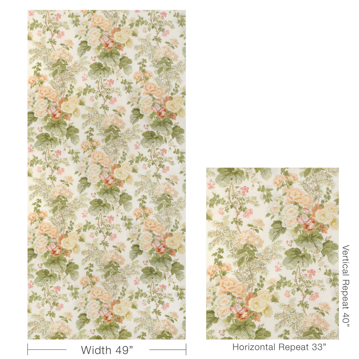 Hollyhock Hdb - Apricot/Moss - Lee Jofa Fabric