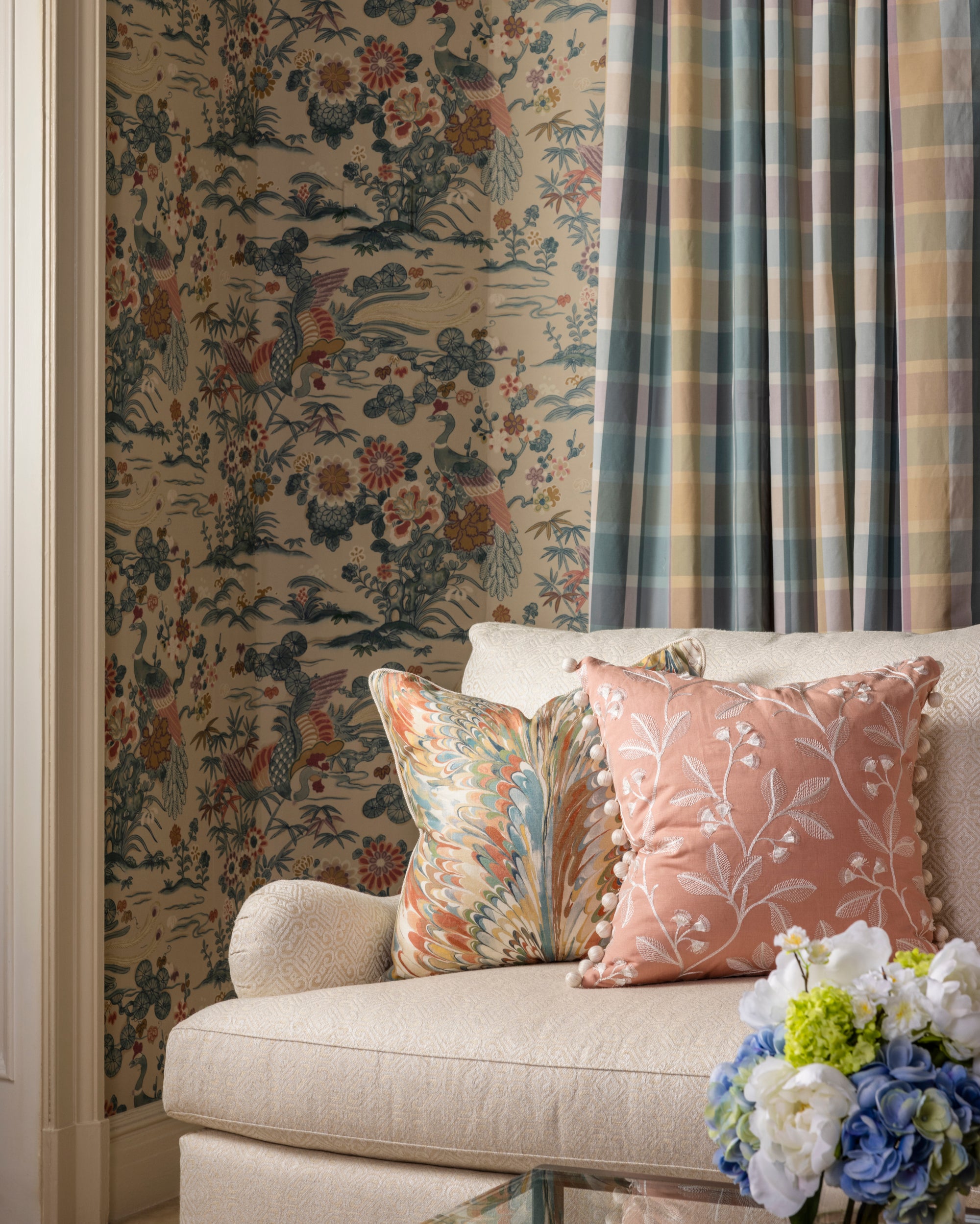Taplow Print - Clay/Blue - Lee Jofa Fabric