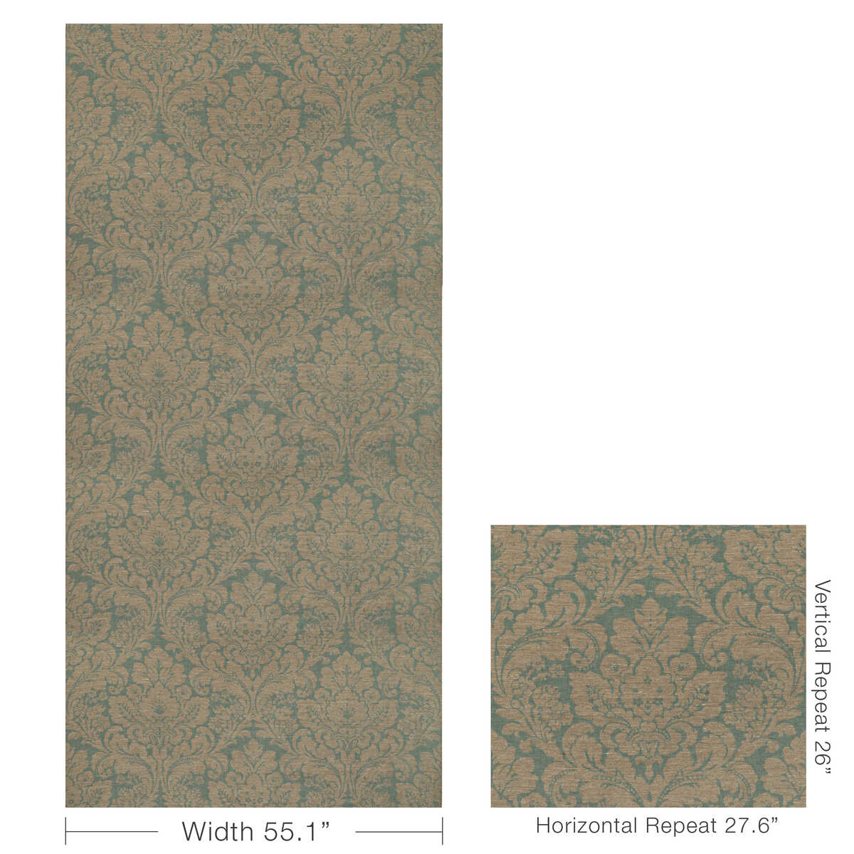 Acanthus Damask - Blue - LEE JOFA Tela