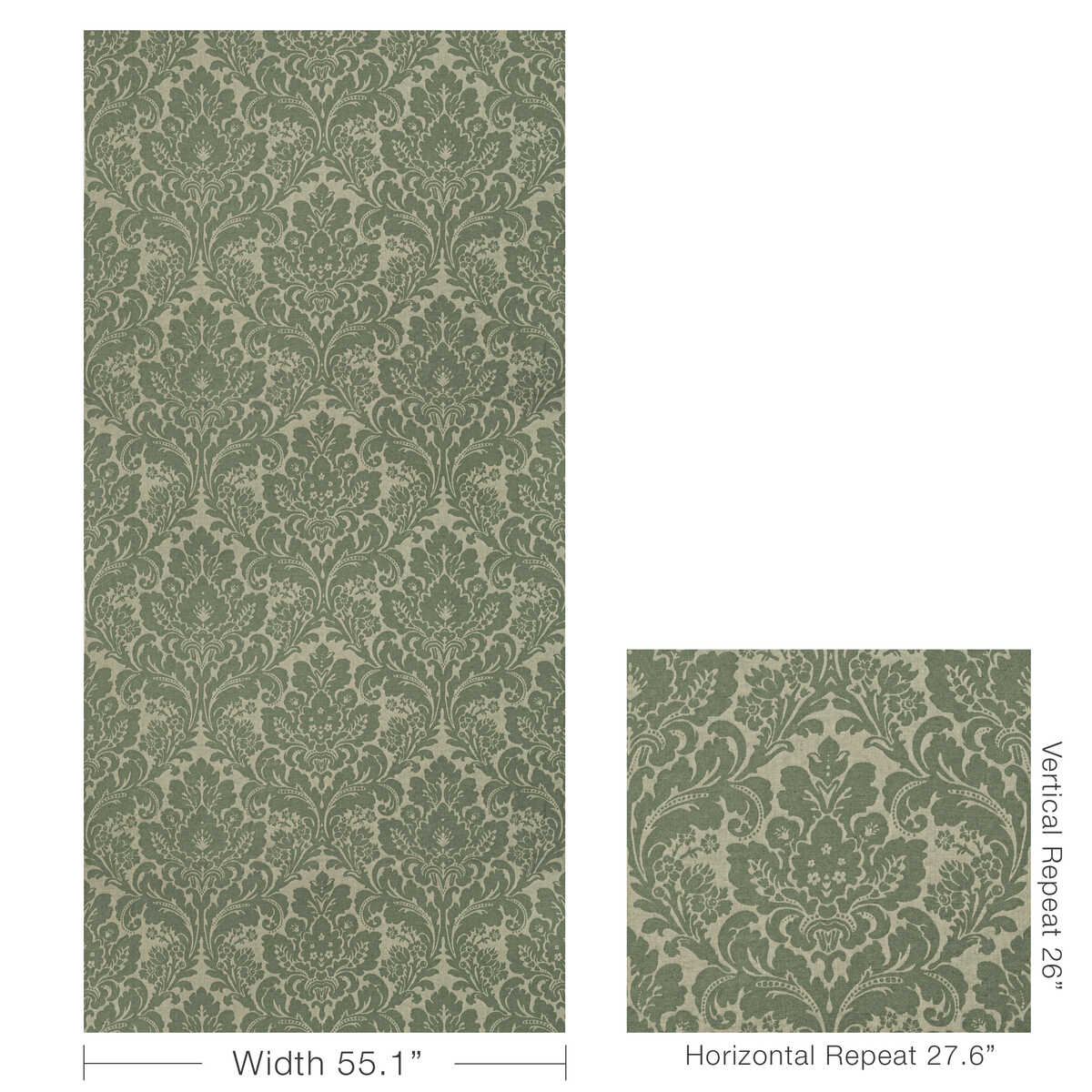 Acanthus Damask - Loden - LEE JOFA Fabric