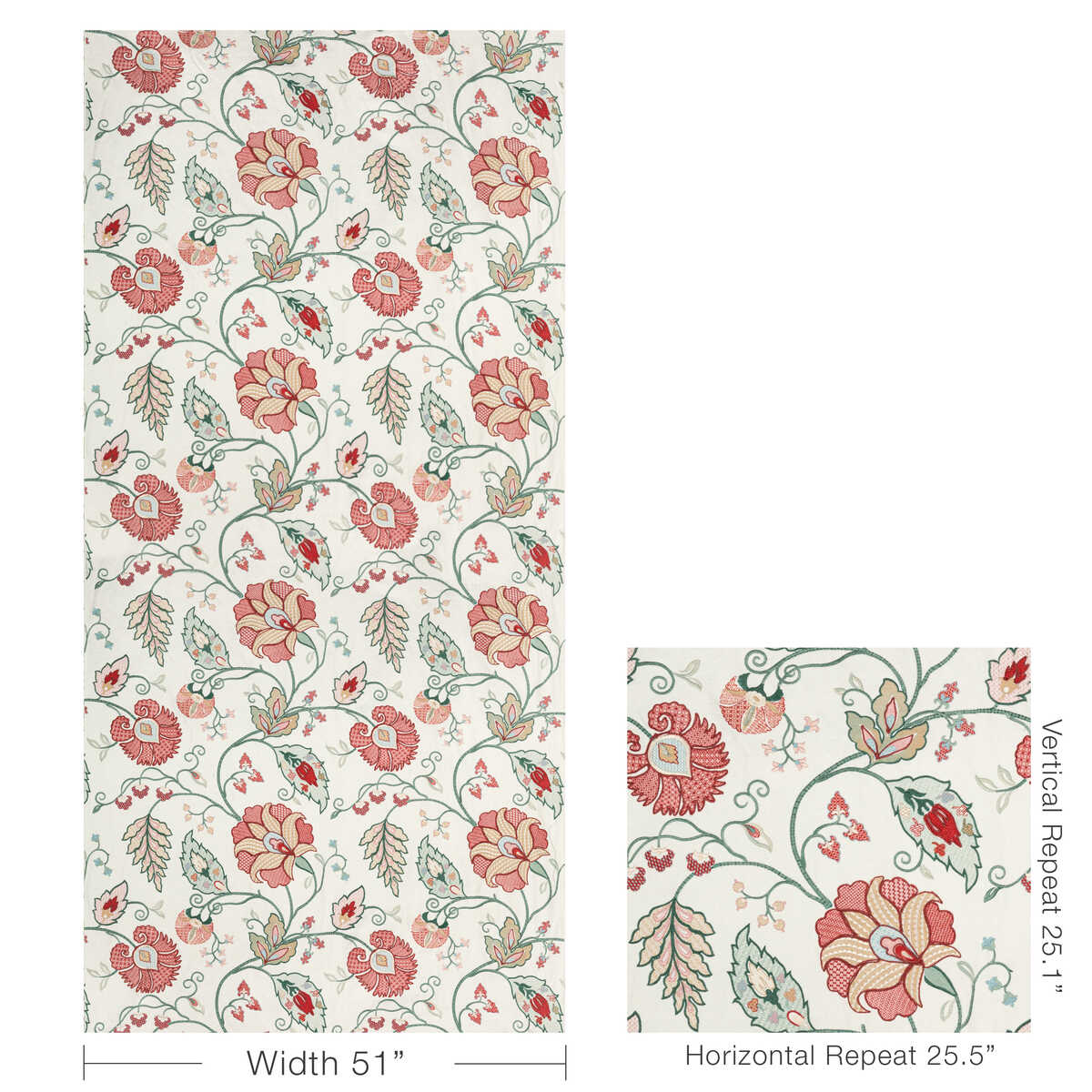 Shiraz Emb - Rose/Jade - LEE JOFA Fabric