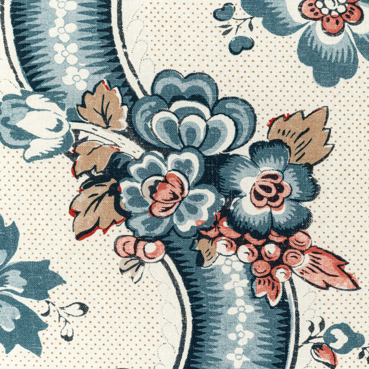 Benday Print - Denim/Berry - LEE JOFA Tela