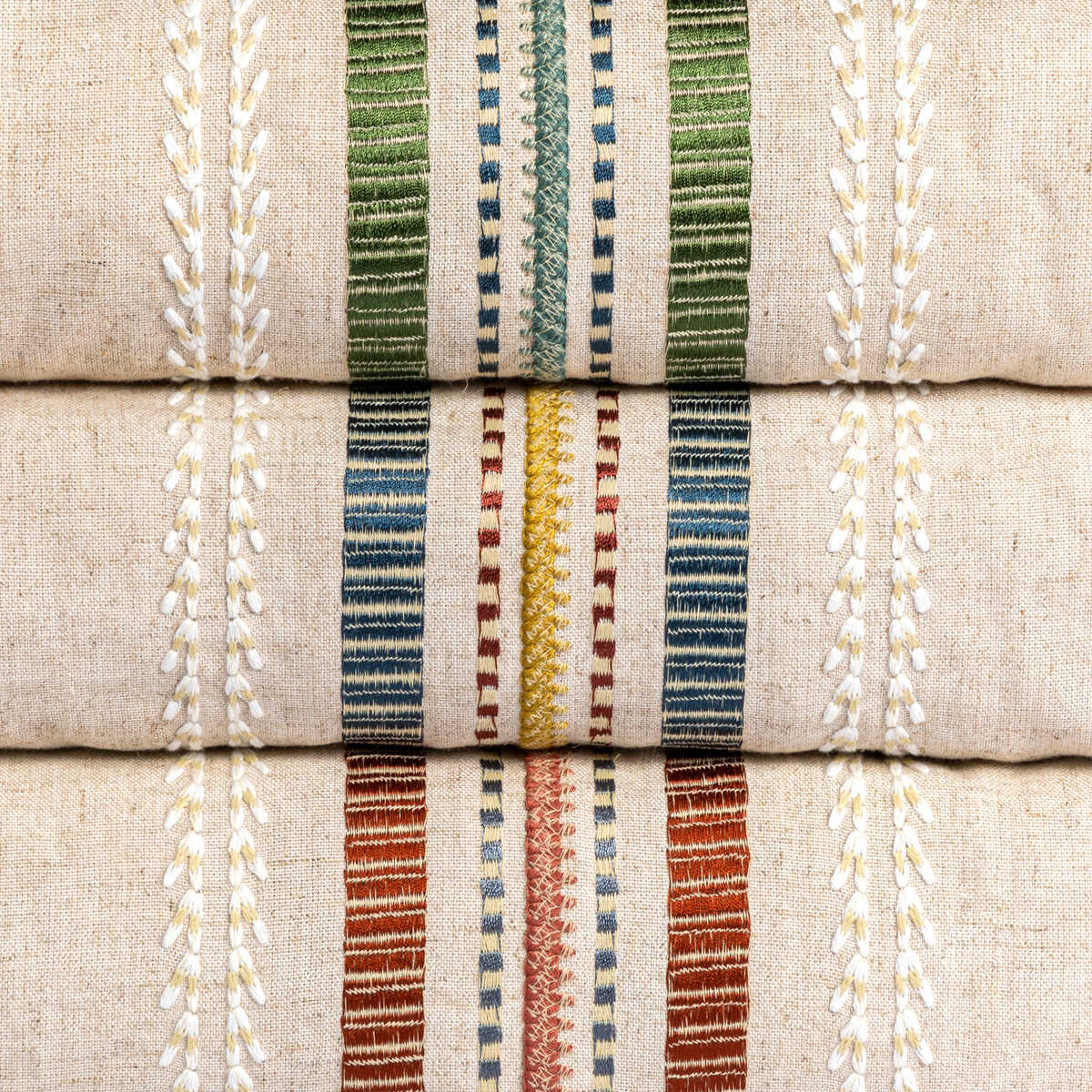 Nautique Emb - Rust/Blue - LEE JOFA Fabric