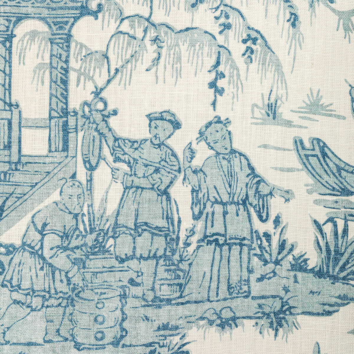 Pagoda Toile - Blue - LEE JOFA Fabric