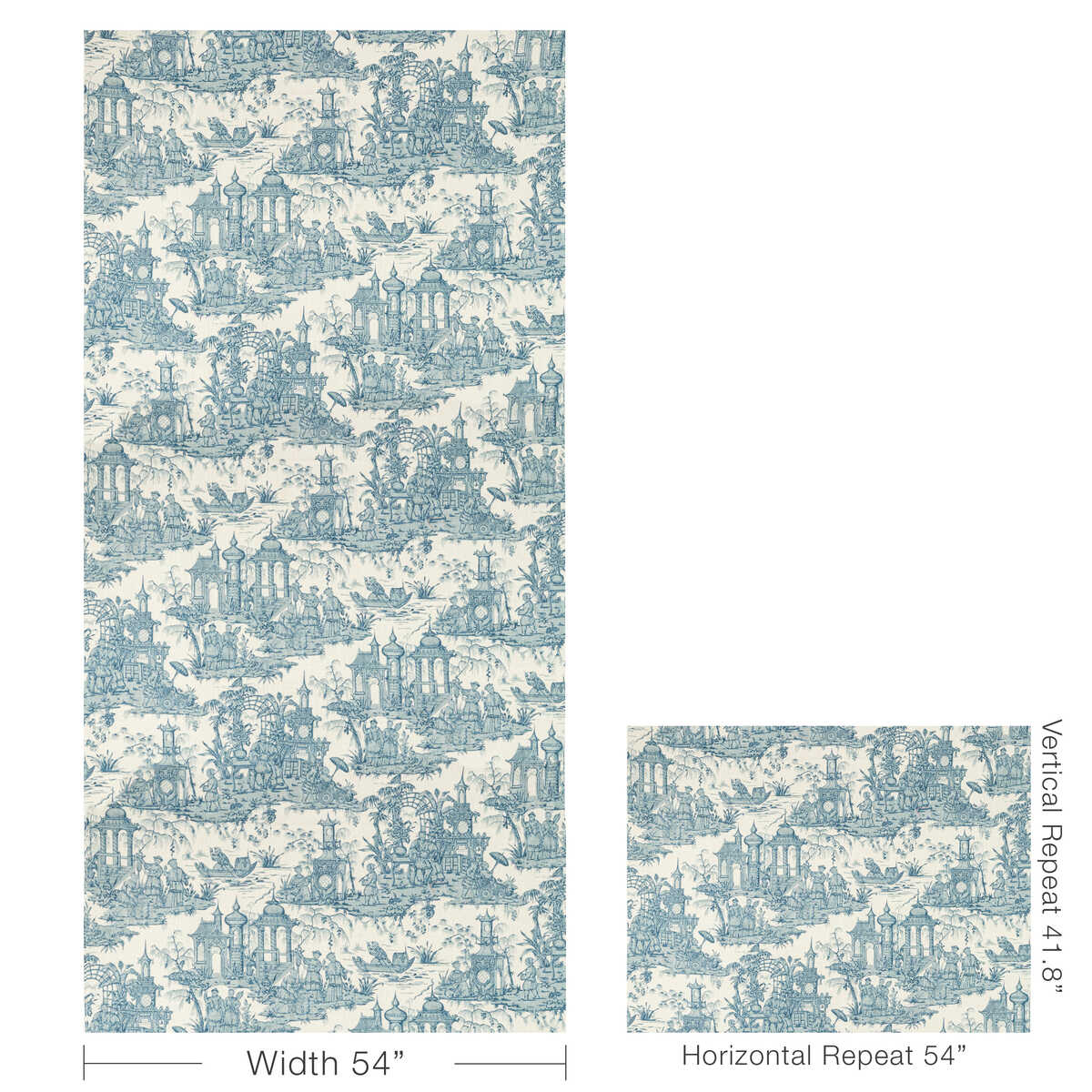 Pagoda Toile - Blue - LEE JOFA Fabric