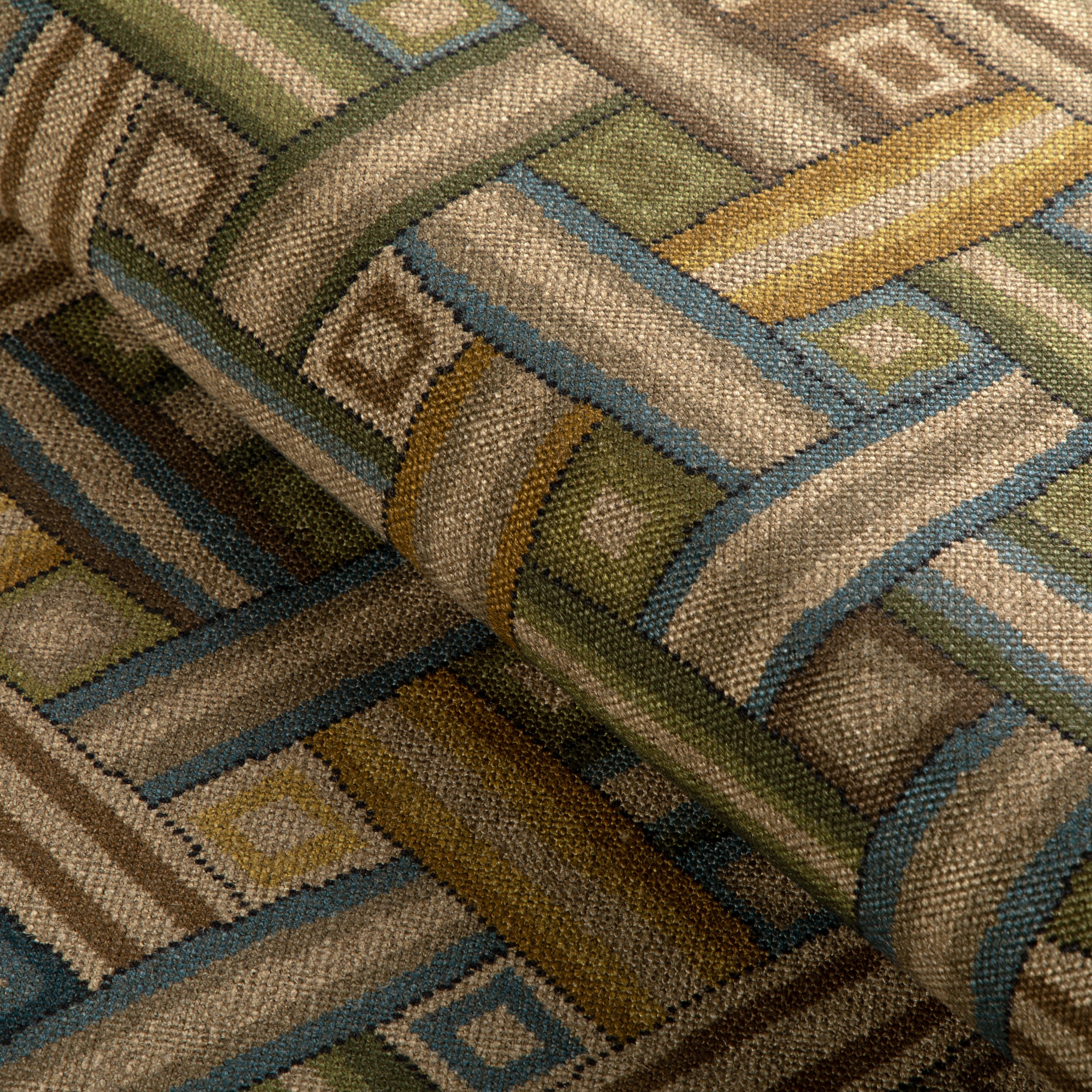 Strapwork Print - Ivy/Blue - Lee Jofa Fabric