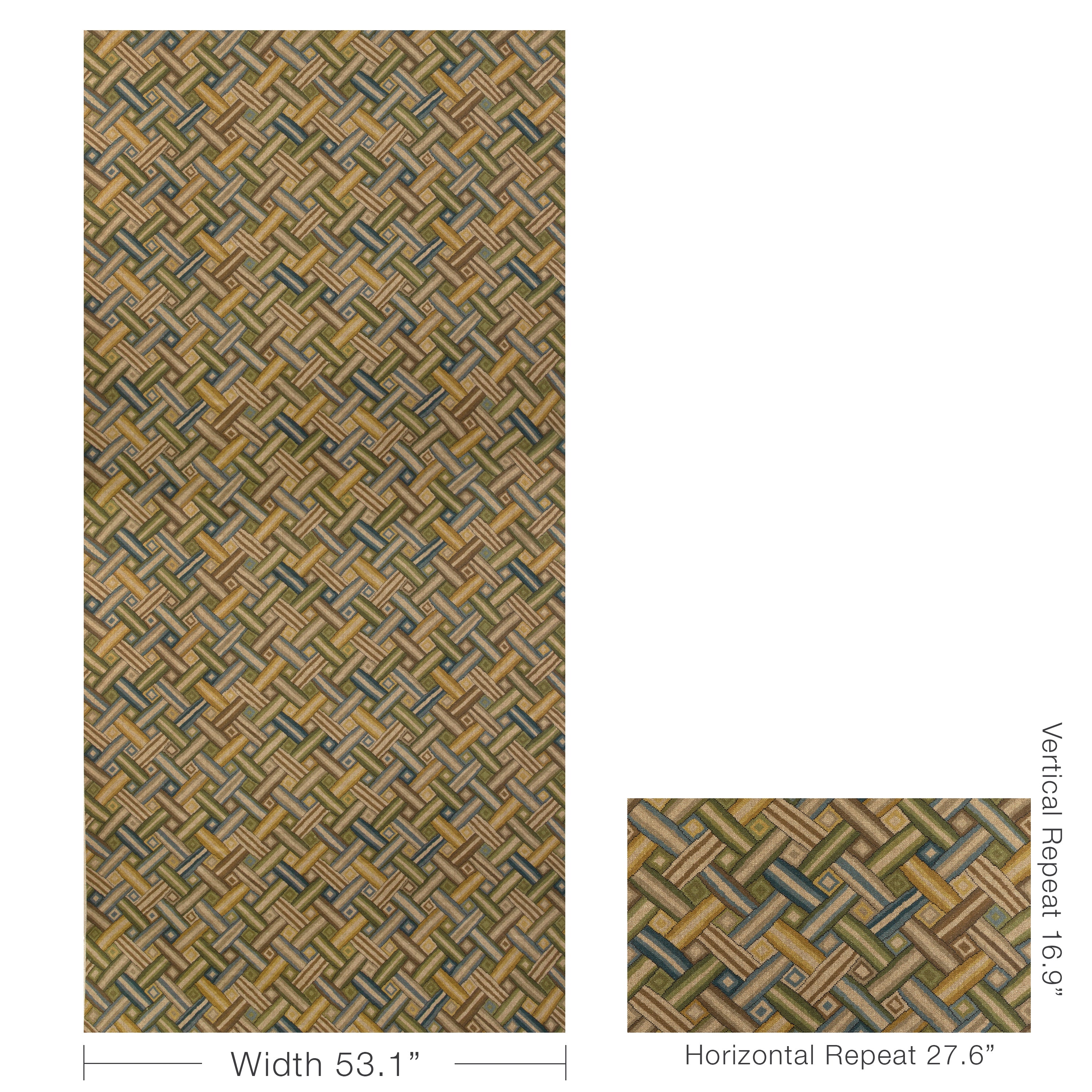 Strapwork Print - Ivy/Blue - Lee Jofa Fabric