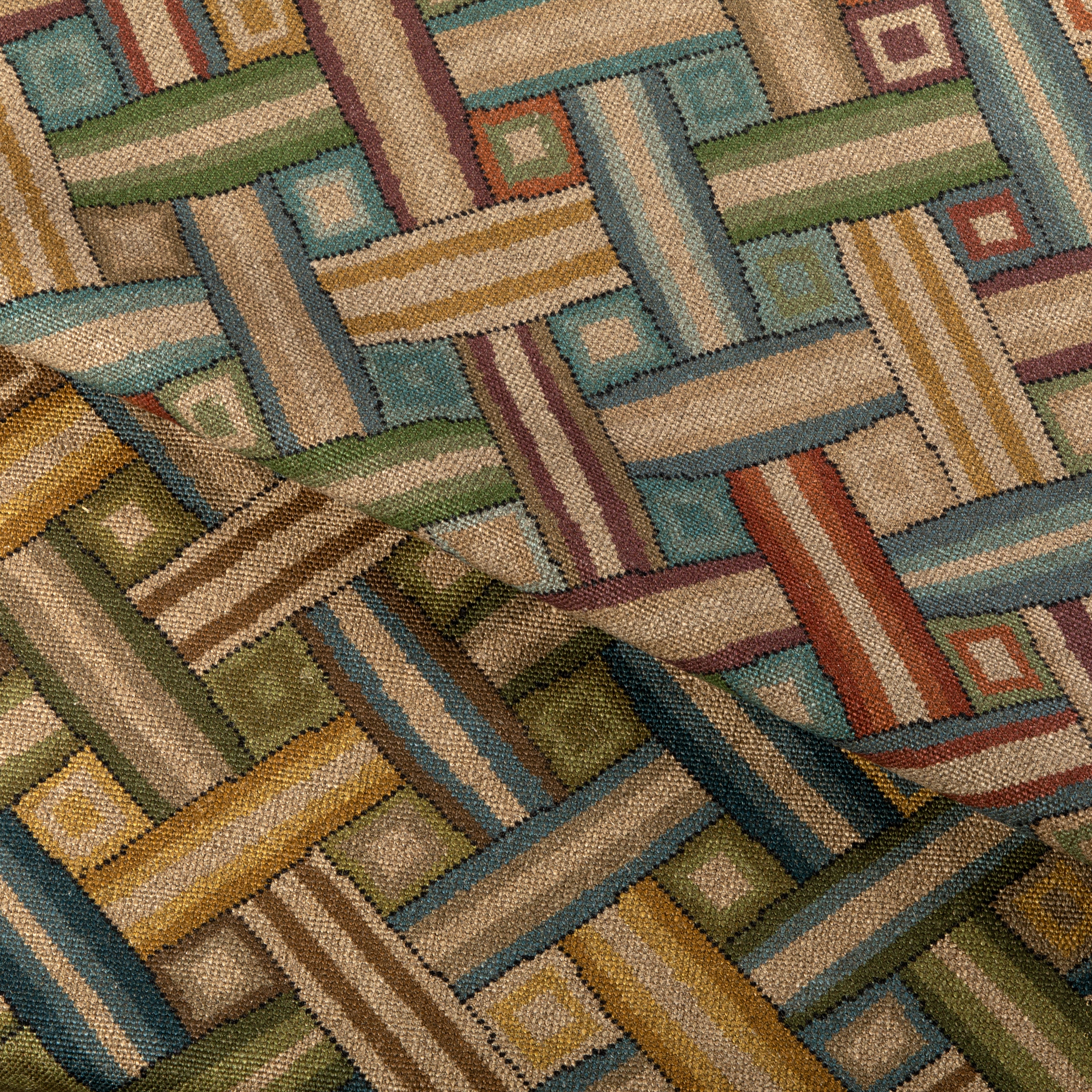 Strapwork Print - Ivy/Blue - Lee Jofa Fabric