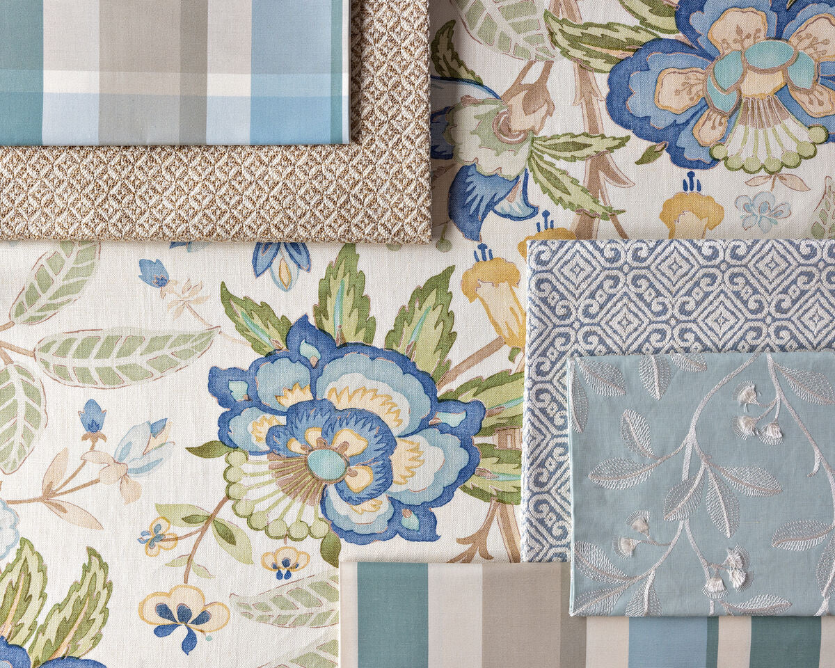 Iris Embroidery - Aqua - Lee Jofa Fabric