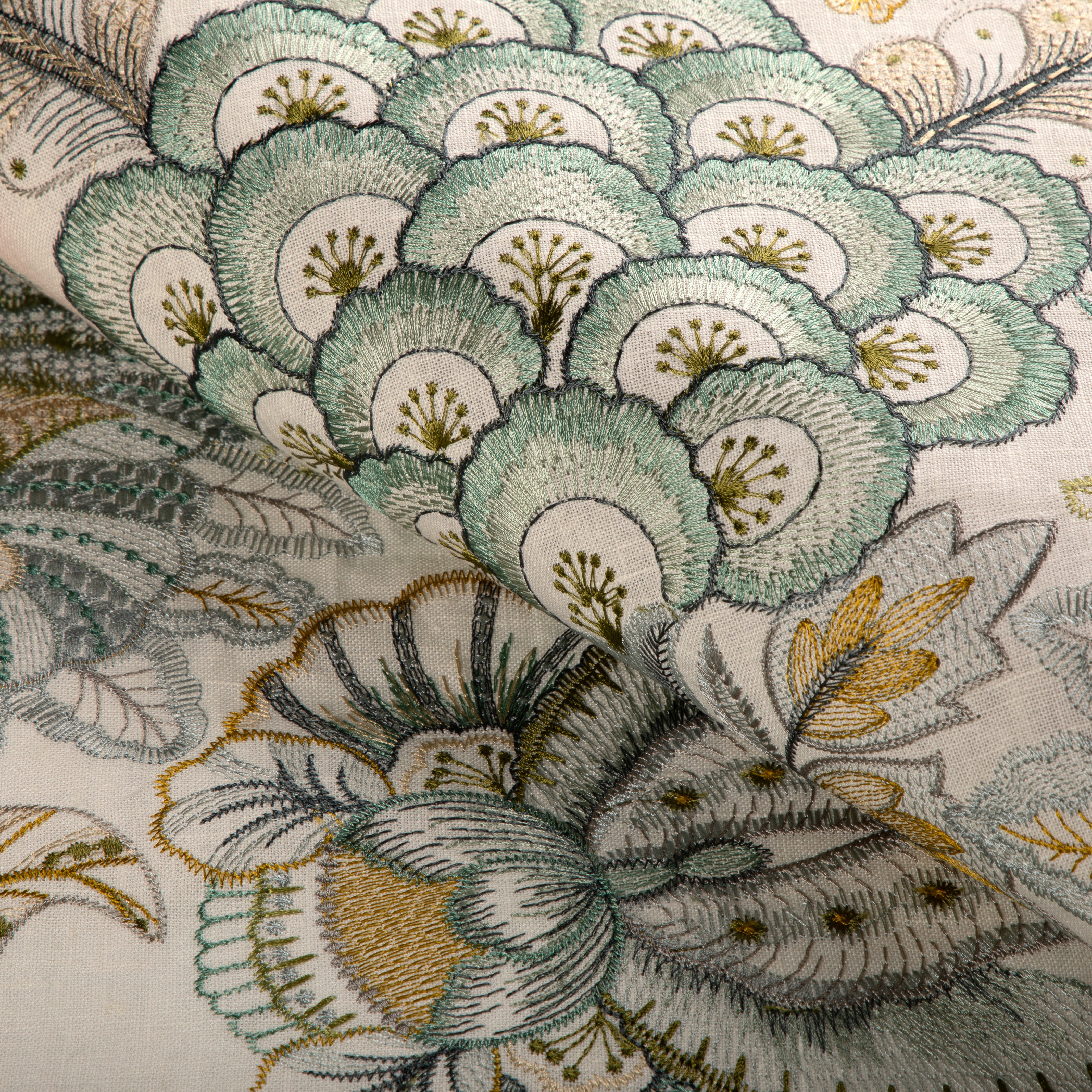 Eden Emb - Aqua/Gold - Lee Jofa Fabric