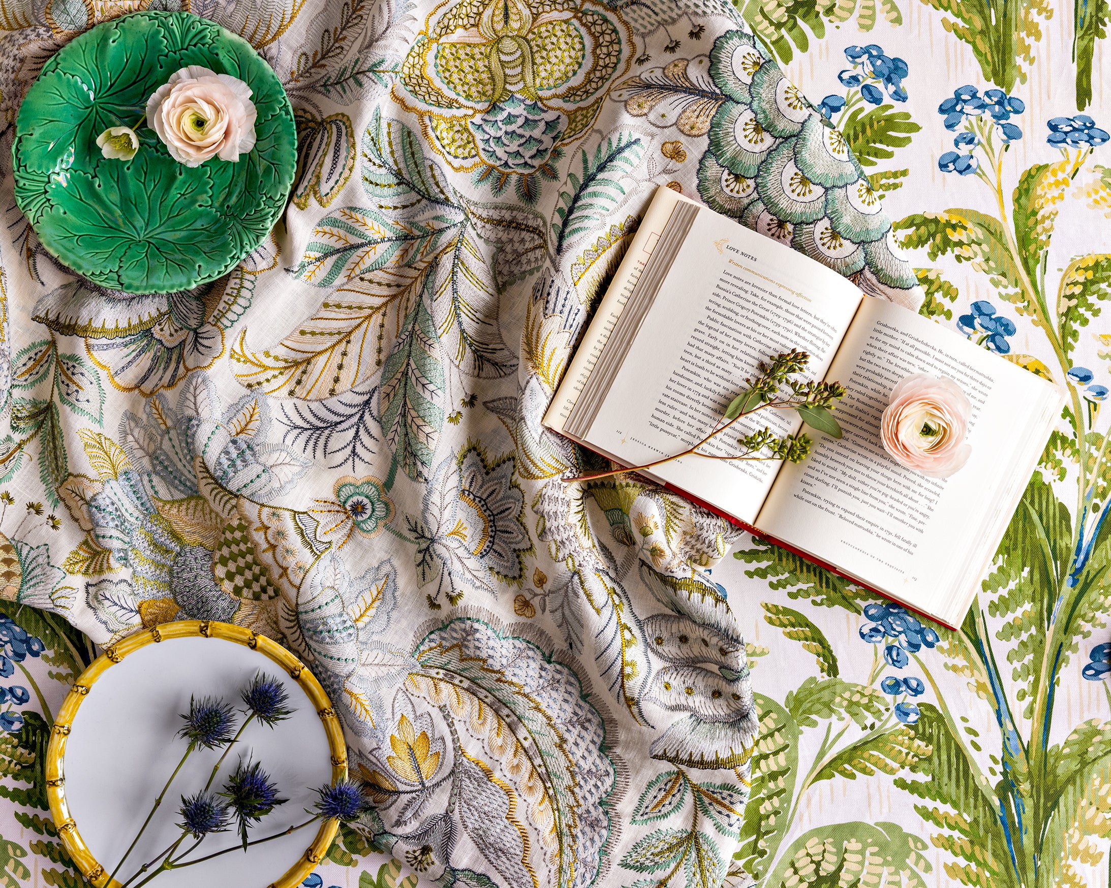 Eden Emb - Aqua/Gold - Lee Jofa Fabric
