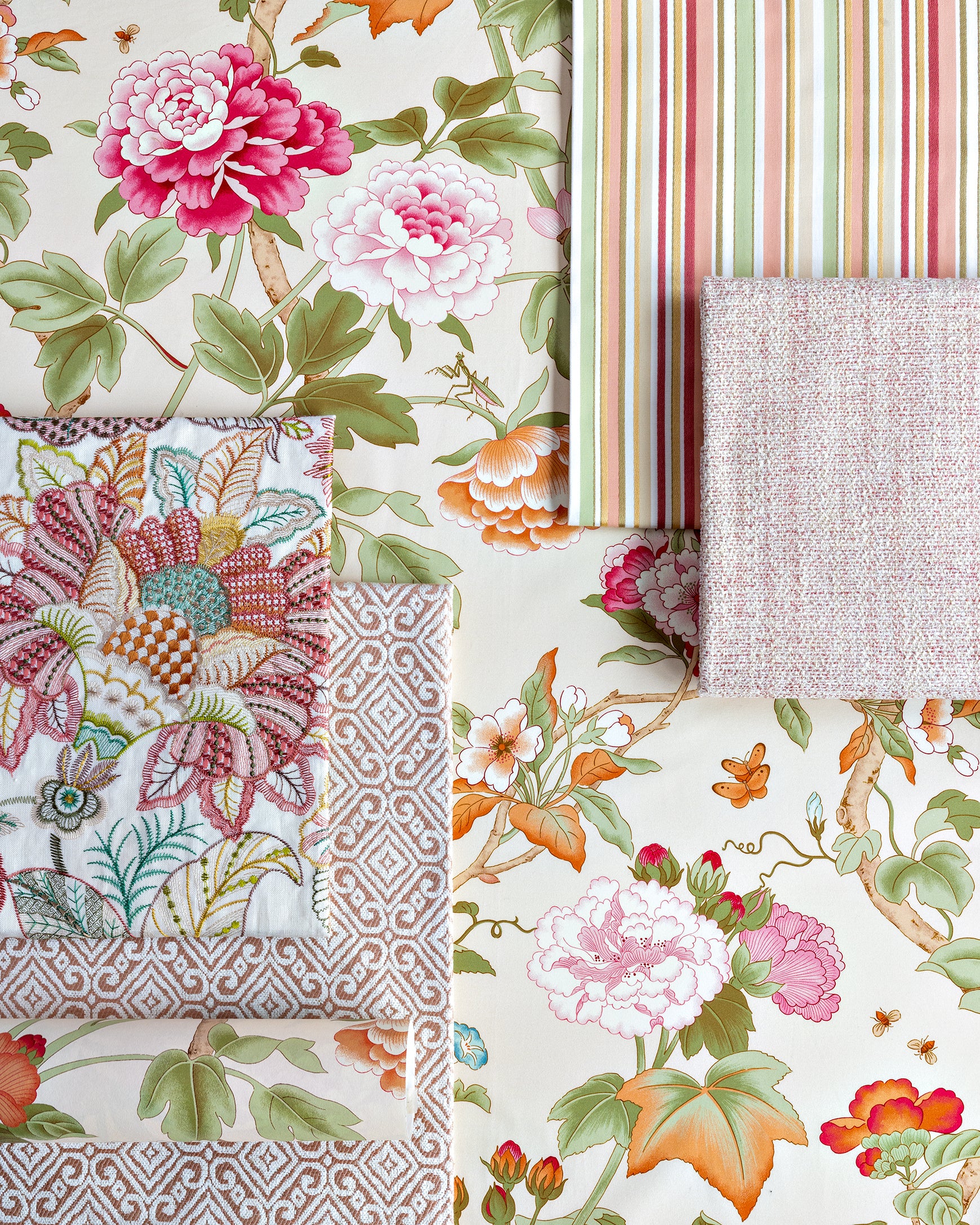 Eden Emb - Pink/Multi - Lee Jofa Fabric