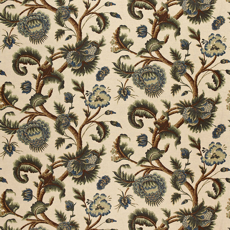 JACOBEAN-PRINTED-CREWEL-MULTI-BLUES-WOOD-TONES-SCHUMACHER-2639314