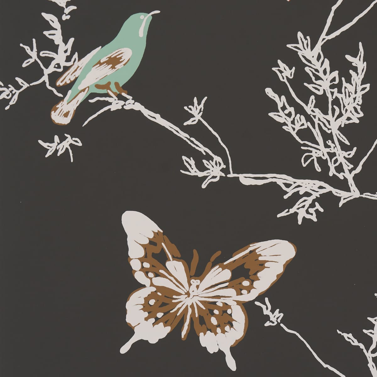 BIRDS-BUTTERFLIES-GRAPHITE-SCHUMACHER-2704422 - Schumacher Wallpaper