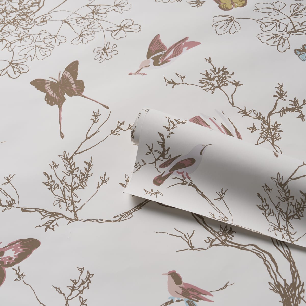 BIRDS-BUTTERFLIES-SPRING-SCHUMACHER-2704423 - Schumacher Wallpaper