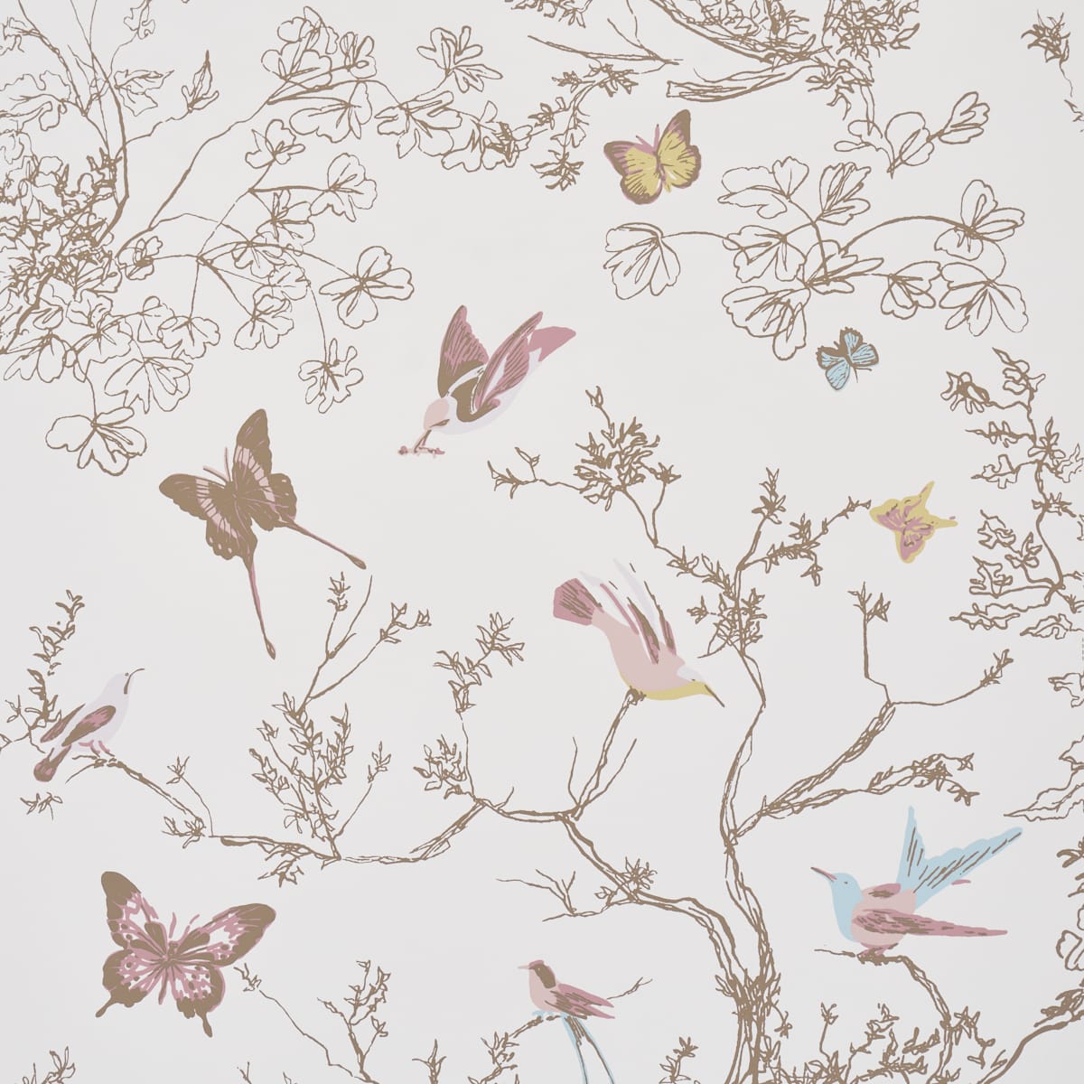 BIRDS-BUTTERFLIES-SPRING-SCHUMACHER-2704423 - Schumacher Wallpaper