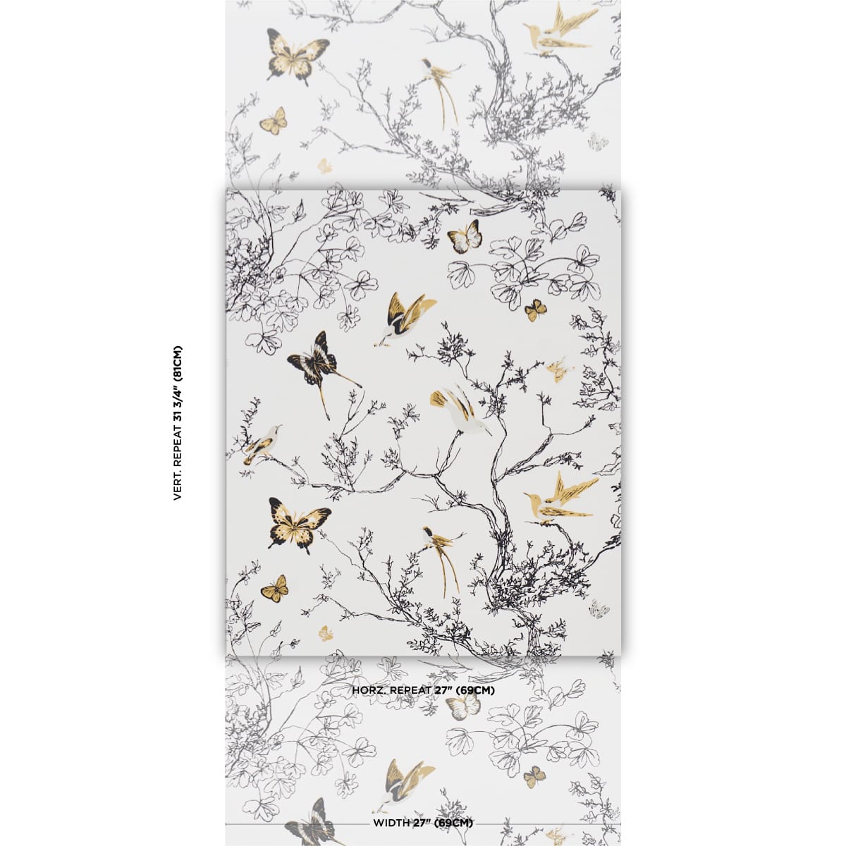 BIRDS-BUTTERFLIES-NEUTRAL-SCHUMACHER-2704424 - Schumacher Wallpaper