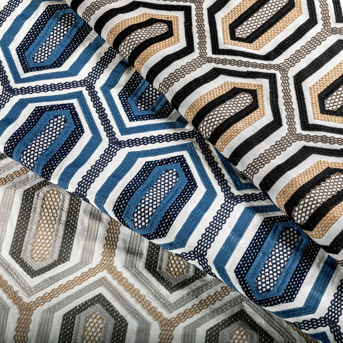 Kaleidoscope Emb - Natural - KRAVET COUTURE Fabric