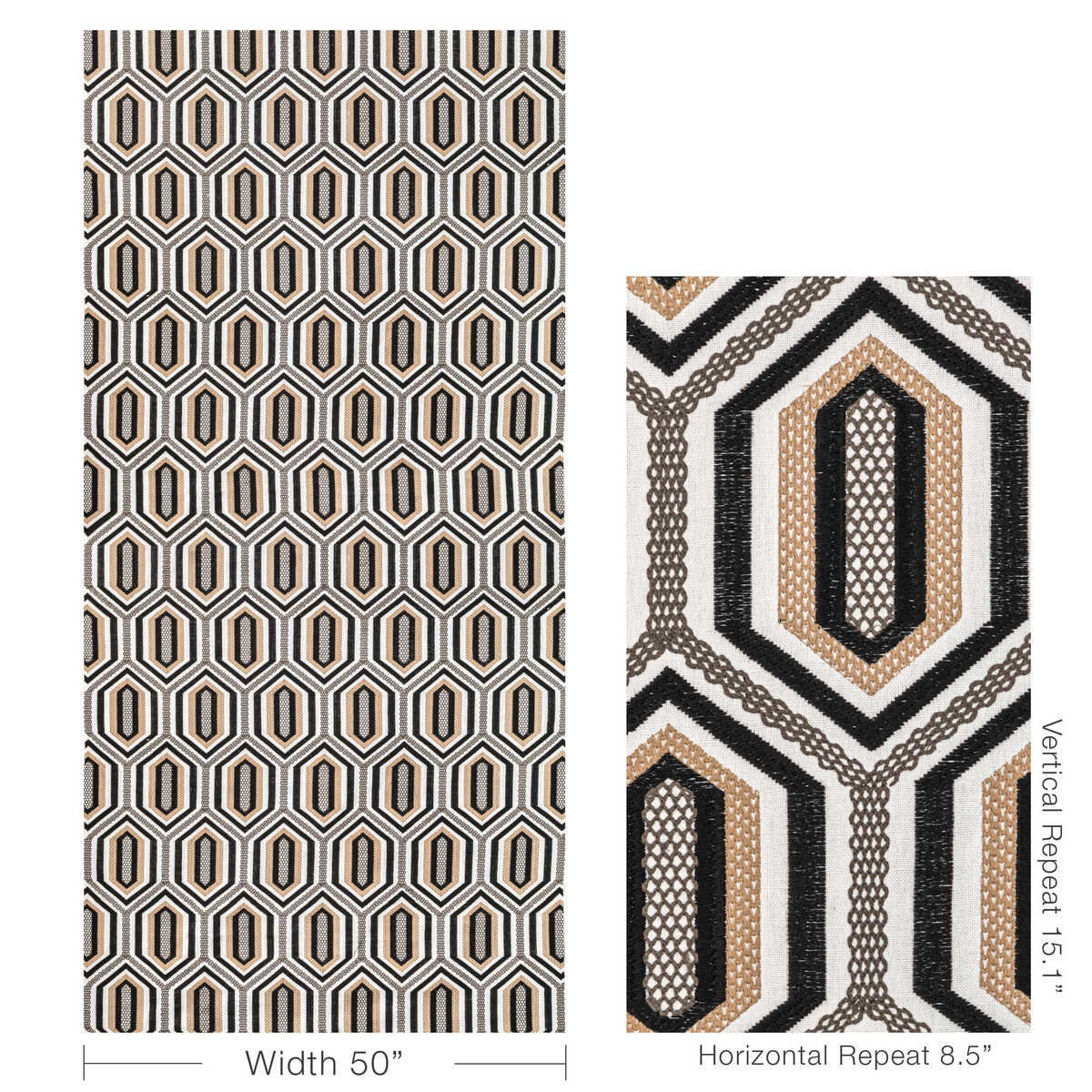 Kaleidoscope Emb - Onyx - KRAVET COUTURE Fabric