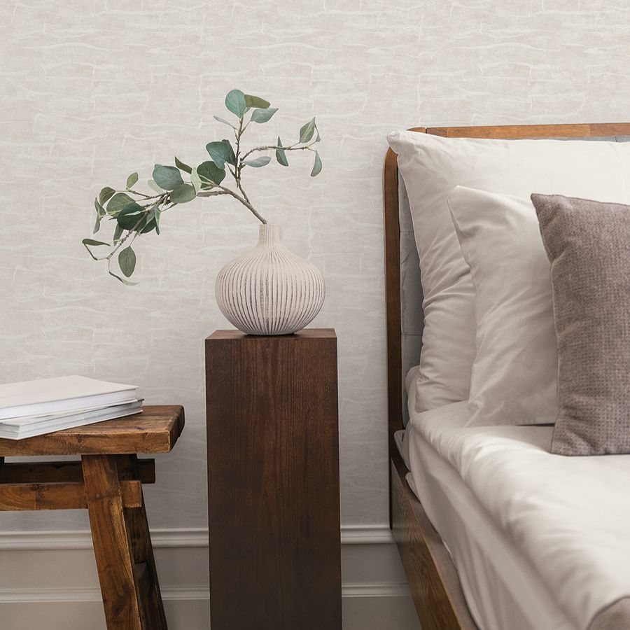 Sculpted Burlap Cream Textured Wallpaper - room view - York Wallcoverings 4228-84105 - York Wallcoverings Wallpaper