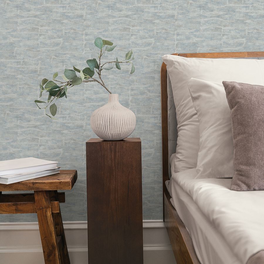 Sculpted Burlap Stone Textured Wallpaper - room view - York Wallcoverings 4228-84109 - York Wallcoverings Wallpaper