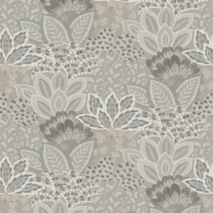 Catherine Taupe Botanical Wallpaper - York Wallcoverings 4228-84113 - York Wallcoverings Wallpaper