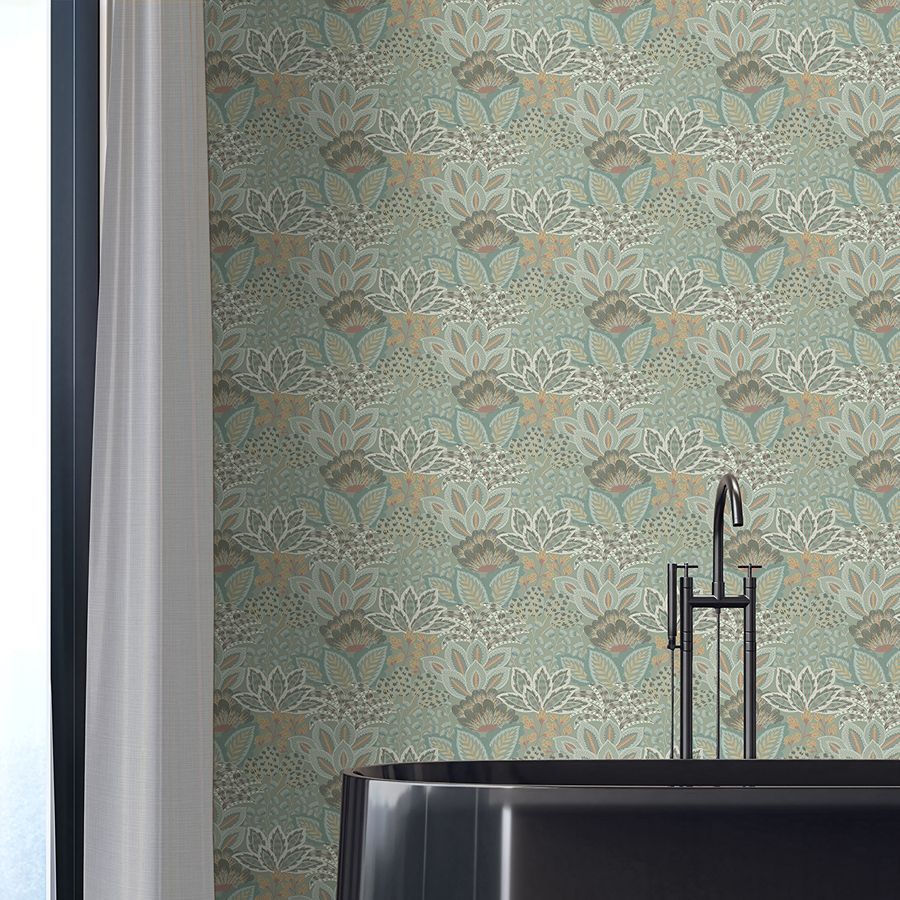 Catherine Sage Botanical Wallpaper - room view - York Wallcoverings 4228-84116 - York Wallcoverings Wallpaper