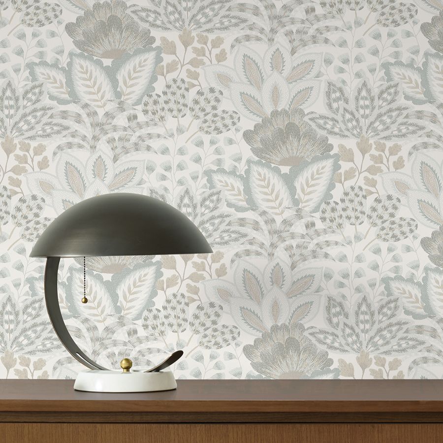 Catherine Ivory Botanical Wallpaper - detail room view - York Wallcoverings 4228-84118 - York Wallcoverings Wallpaper