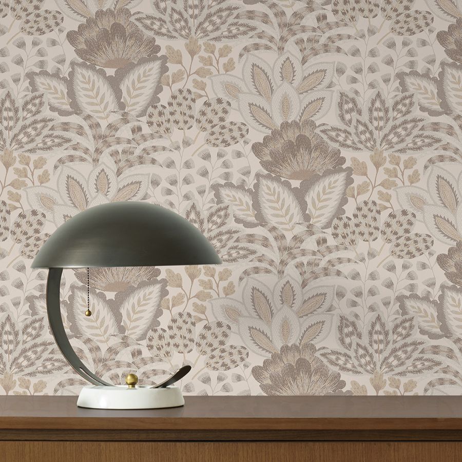 Catherine Neutral Botanical Wallpaper - detail room view - York Wallcoverings 4228-84124 - York Wallcoverings Wallpaper